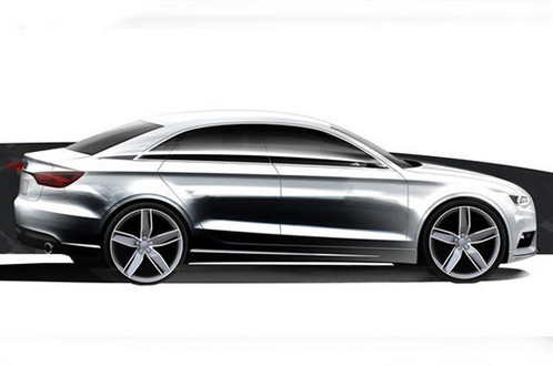  sketches of R8 GT Spyder and Audi A3 Sedan with A3 Hatchback caption 